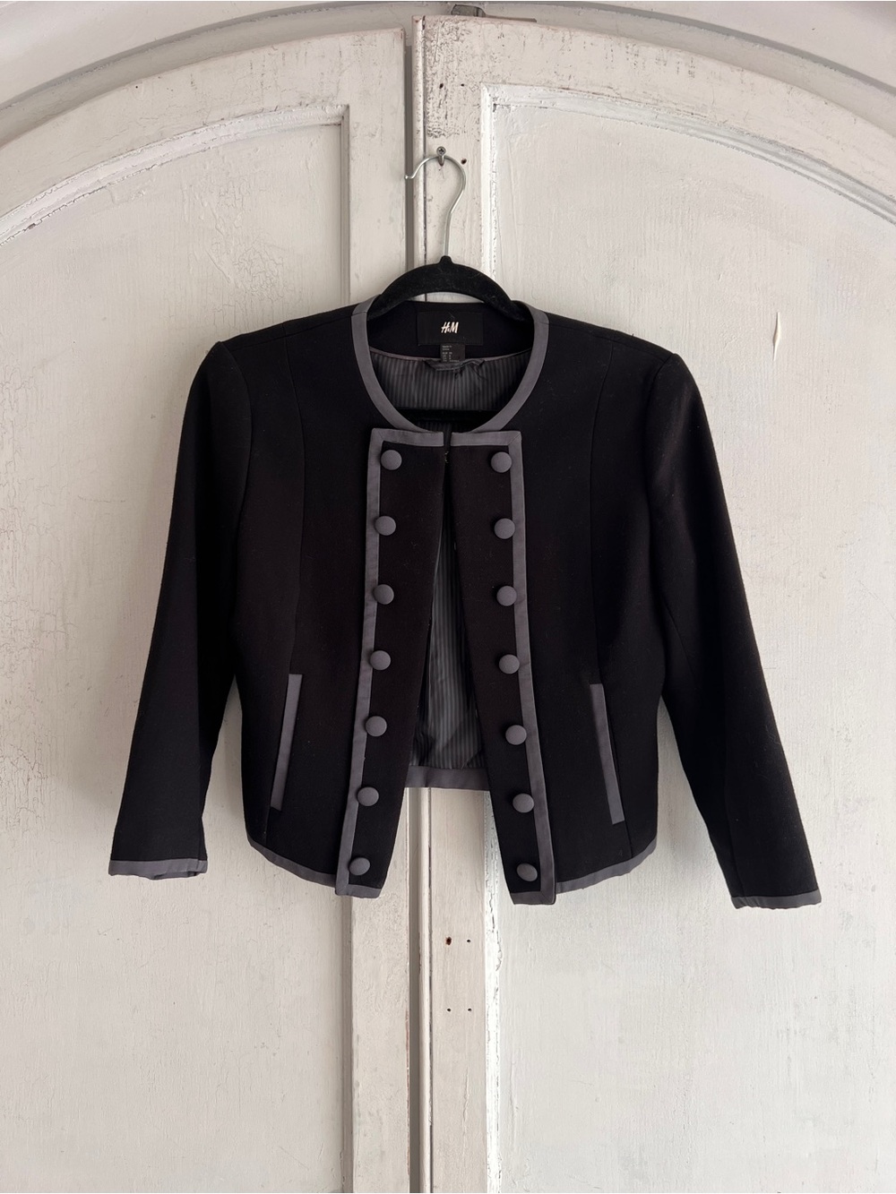 Cropped military style jacket black band jacket